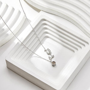 Tulip Photo Projection Necklace Personalized Elegant Flower Pendant Jewelry Gift for Her