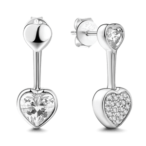 Heart Hoop Stud Earrings Sterling Silver For Women Girls