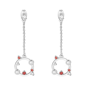 Cute Circle Dangle Earring Silver Plated With Zircon For Girls