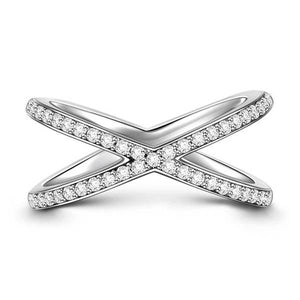 Pave X Simple Fashion Ring Sterling Silver For Girls Women