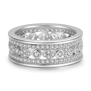 Romantic Silver Halo Engagement Ring For Women Girls