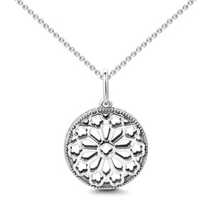 Hollow Pattern Silver Necklace With Zircon Adjustable Length For Women Girls