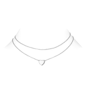 Heart Necklace Choker Clavicle Silver Necklace For Women