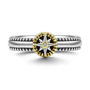 Compass Silver Simple Halo Ring For Girls Women