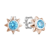 Sun Stud Earrings Rose Gold Plated For Women
