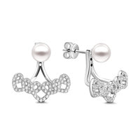 Heart Stud Earrings Swarovski Pearl Valentine'S Day Gift