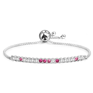 Swarovski Crystal Bracelet Sparkling Strand Silver Bracelet For Women Girls