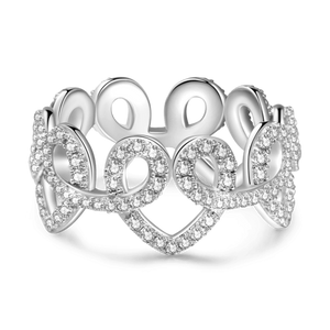 Heart Shaped Silver Ring Entwined Love For Women Girls