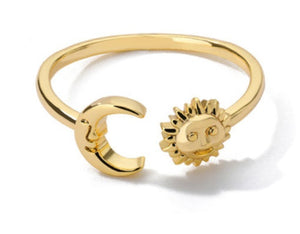 Star And Sun Gold Ring For Men Women