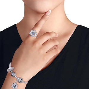 Snowflake Silver Wedding Ring With Zircon For Lover Women