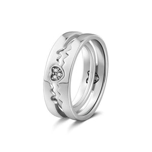 Hidden Heart Silver Ring With Swarovski Zircon For Men