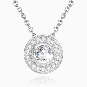Lover Pendant Necklace Transparent Round Silver Chain For Women