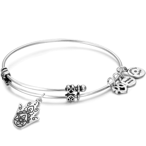 Hamasa Hand Engraved Charm Bangle For Women