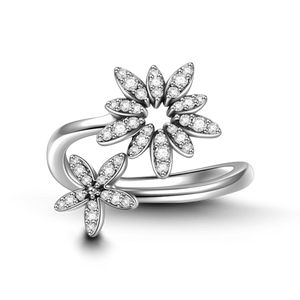 Blossoming Ice Flower Half Ring 925 Sterling Silver For Women Girls