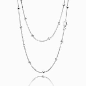 Silver Necklace With Dots Two Chains For Girl