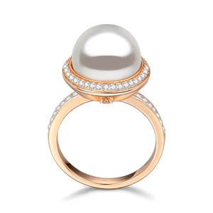 Pearl Rose Gold Wedding Promise Ring With Zircon For Women