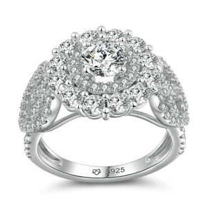 Circle Zirconia Wedding Ring 925 Strling Silver For Women