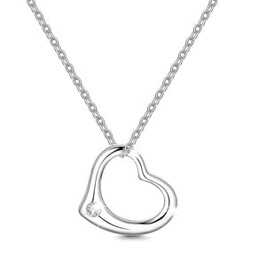 Heart Simple Zirconia Necklace Platinum Plated For Men Women